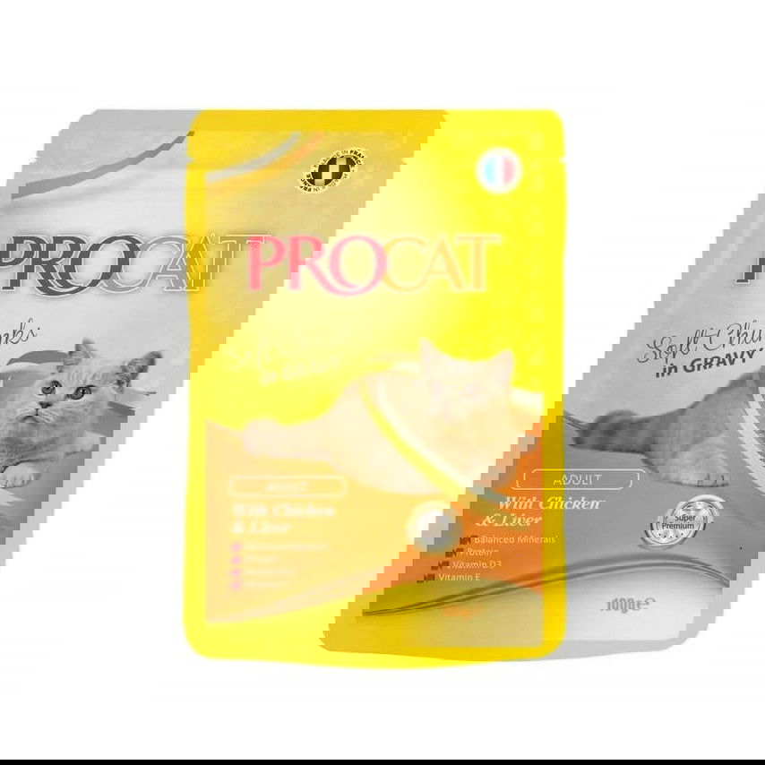 Procat Wet Food Chicken&Liver Gravy Pouch 100g -  - PetsOffice
