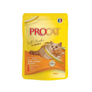 Procat Wet Food Chicken&Liver Gravy Pouch 100g -  - PetsOffice