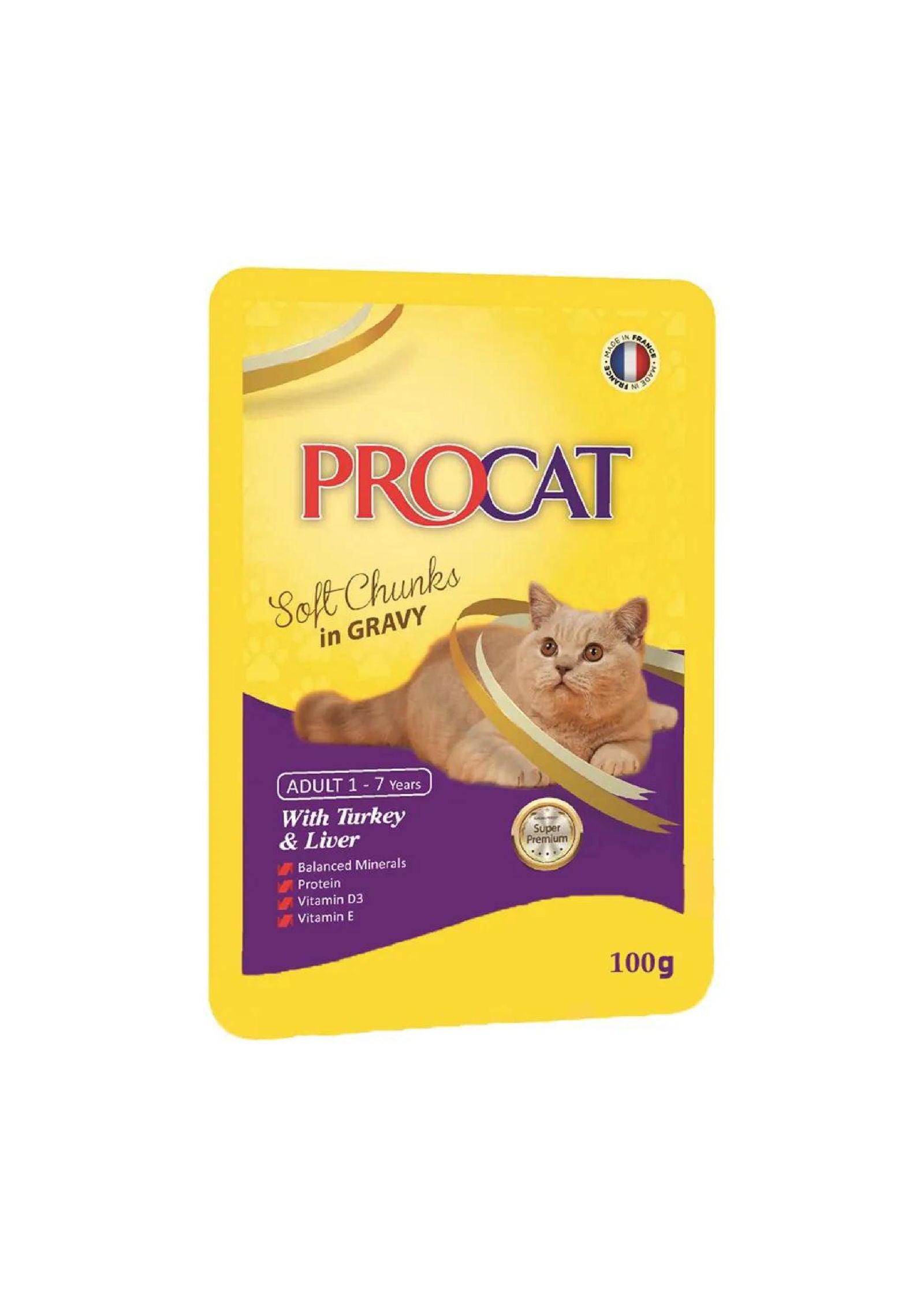 Procat Wet Food Turkey&Liver Gravy Pouch 100g -  - PetsOffice