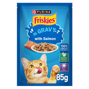 Purina Friskies Salmon Chunks Gravy Cat Wet Food Pouch 85g