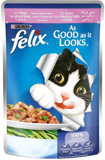 Purina Felix Trout and Green Bean in Jelly Pouch 100g
