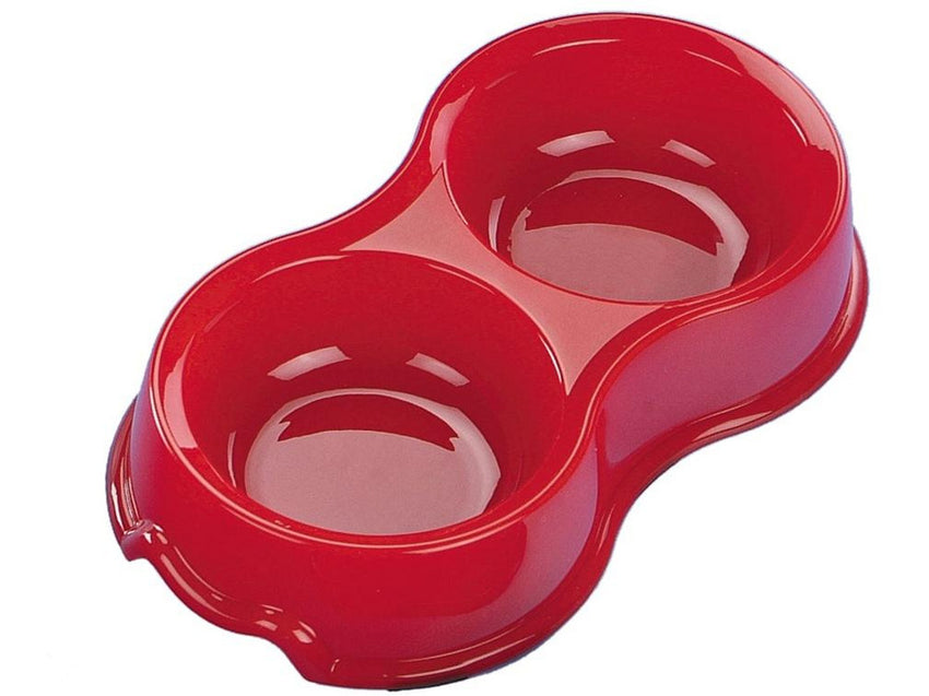 72696-01 Dog Feed and water bowl red 2 x 800 ml