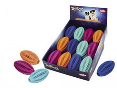 60465 NOBBY Rubber Dental Rugby ball assorted colours 11 cm - PetsOffice