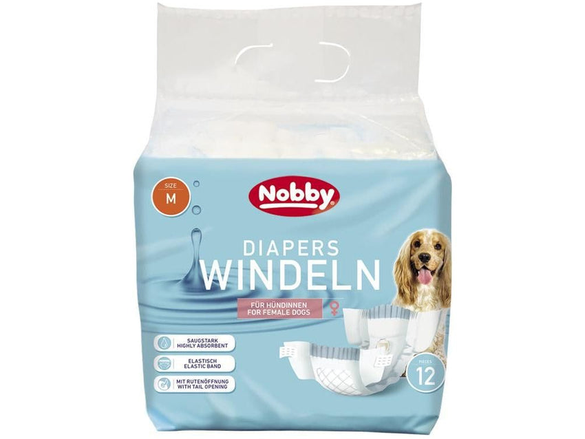 57172 NOBBY Diapers f. female dogs 12 pcs.; M ; 32 - 48 cm - PetsOffice