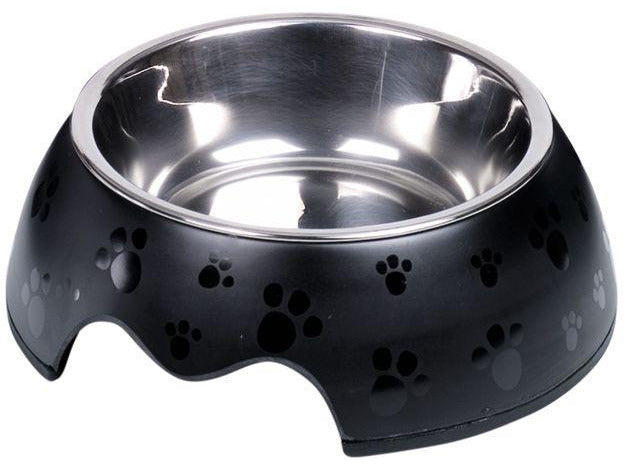 73497-06 NOBBY Dog Melamine bowl "NOBLY PAW" black S: 14 x 4,5 cm, 160 ml