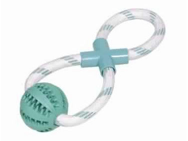 60474 NOBBY Rubber Ball with rope "DENTAL LINE" 30 cm - PetsOffice