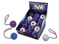 60462 NOBBY Rubber ball with rope assorted colors 7 cm - PetsOffice