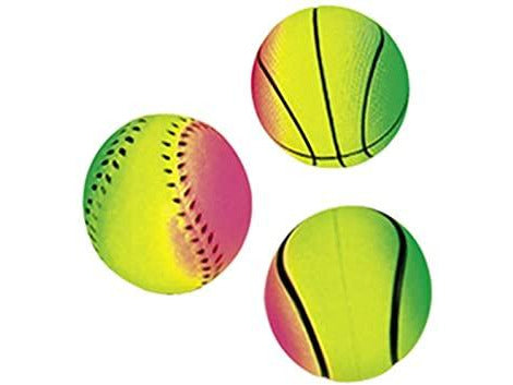 67204 Foam rubber balls "RAINBOW", assorted colors 6,3 cm; Net of 3 pcs