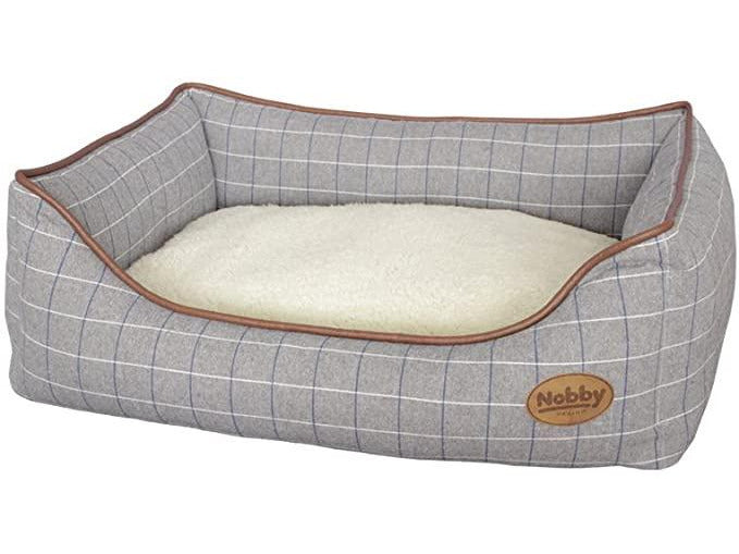 60113 NOBBY Comfort bed square "REMO" grey checker l x w x h: 75 x 60 x 23 cm