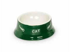 73374 NOBBY Cat ceramic bowl "CAT" green / beige Ø14 x 4,8 cm - PetsOffice