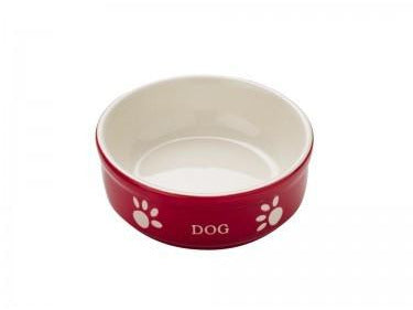 68767 NOBBY Dog ceramic bowl "DOG" Red 13,5 X 13,5 X 5 cm - PetsOffice