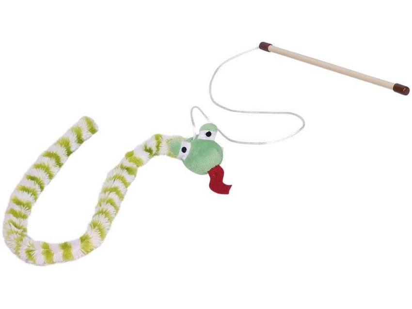 66962 Rod with plush snake green, with catnip; pole: 25.5 cm; strap with toy: 118 cm