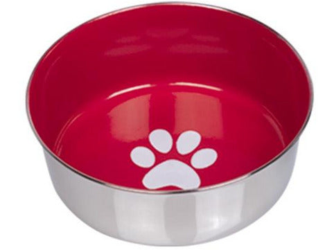 73470 Dog stainless steel bowl HEAVY PAW, anti slip red 16,5 cm 0,95 ltr