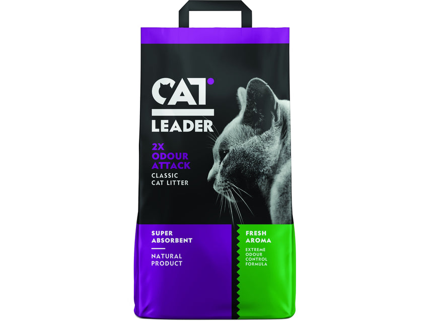 CAT LEADER Non-Clumping cat litter 2XODOUR ATTACK FORMULA&FRESH aroma 5Kg