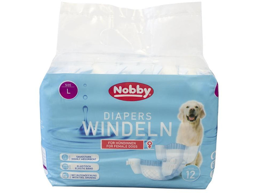 57174 NOBBY Diapers f. female dogs 12 pcs.; L ; 38 - 56 cm - PetsOffice