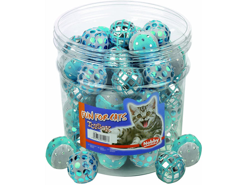 71907 NOBBY Toy Box Cat, glitter ball, blue-white 4cm