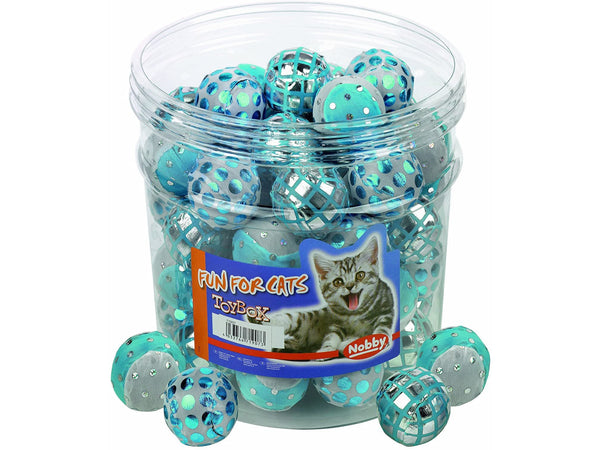 71907 Toy Box Cat, glitter ball, blue-white 4cm