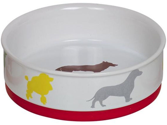 73701 NOBBY Dog ceramic bowl "FUN" white/coloured Ø19,0 X 6,0 cm