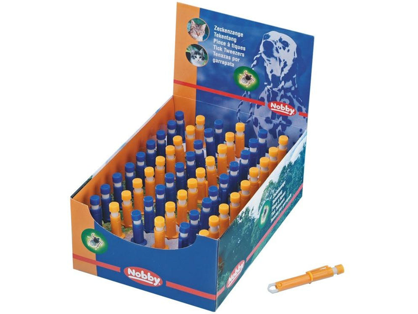 72598 NOBBY Tick tweezers made of plastic blue or orange - PetsOffice