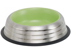 73643 Dog Stainless steel bowl ROYAL STRIPE, anti slip lightgreen 1,70 L 29,0 cm