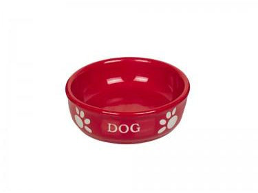73425 NOBBY Dog ceramic bowl "DOG" red Ø15,5 X 6,5 cm - PetsOffice