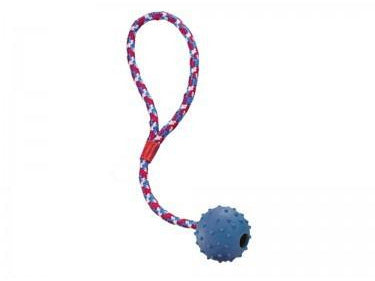 69009 NOBBY Rubber ball with nops, bell and rope - PetsOffice