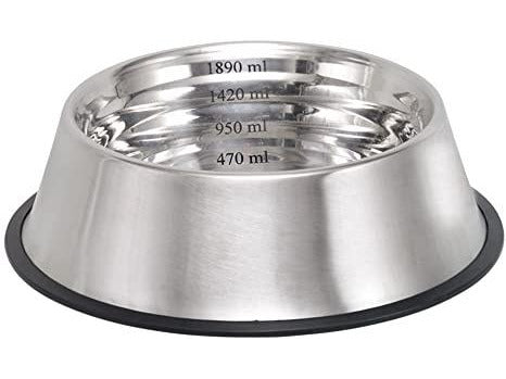 73506 Dog Stainless steel bowl CAPACITY, anti slip  1,89 L 29,5 cm