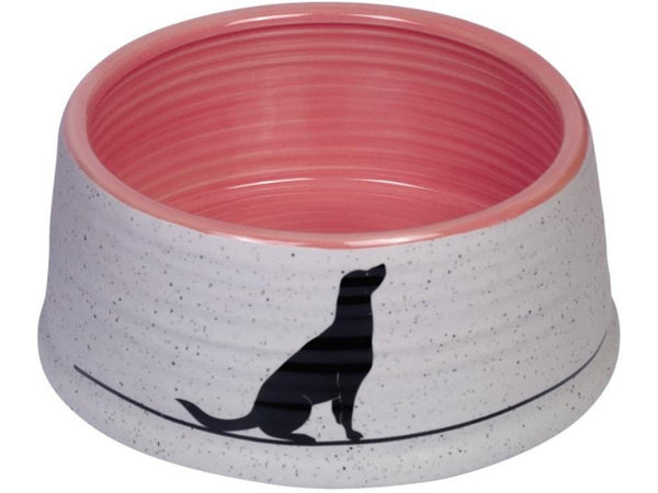 73755 Dog Ceramic bowl "Luna" light grey/salmon Ã15 cm x 6,5 cm; 600 ml