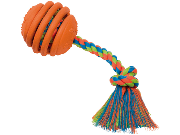 60301 NOBBY Rubber flexibler Ball with rope - PetsOffice