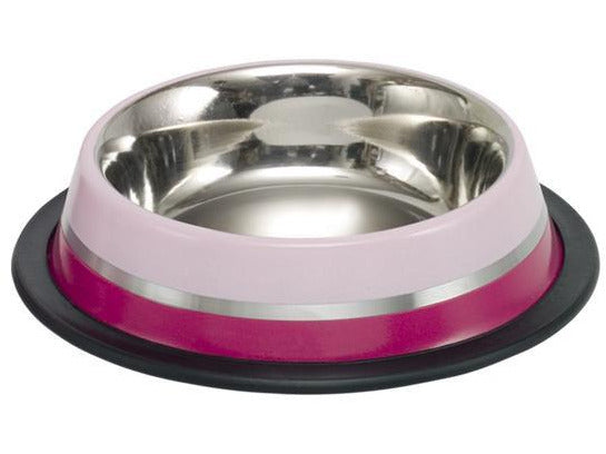 73566 NOBBY Stainless steel bowl TWO TONE, anti slip fuchsia/pink 1,75 L 28,5 cm - PetsOffice