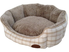 60697 NOBBY Comfort bed oval "CHECKER" lightgrey l x w x h: 86 x 70 x 24 cm