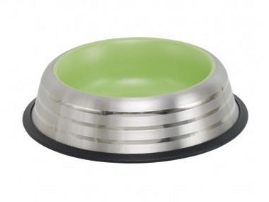 73641 Dog Stainless steel bowl ROYAL STRIPE, anti slip lightgreen 0,45 L 20,0 cm