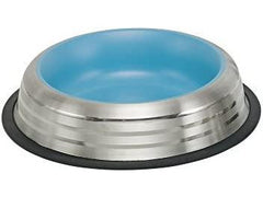 73647 NOBBY Dog Stainless steel bowl ROYAL STRIPE, anti slip lightblue 1,70 L 29,0 cm
