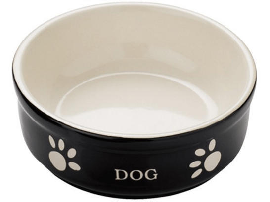 68768 NOBBY Dog ceramic bowl "DOG" Black 15,5 X 15,5 X 6,5 cm - PetsOffice
