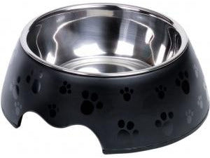 73498-06 NOBBY Dog Melamine bowl "NOBLY PAW" black M: 17,5 x 6,5 cm, 350 ml
