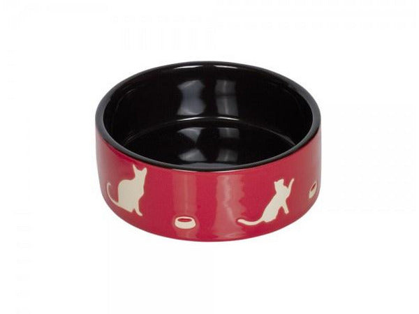 73696 NOBBY Cat ceramic bowl "SHAPE" red/black Ø 12,0 X 4,5 cm