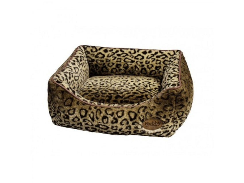 60119 NOBBY Comfort bed square"ALANIS"leopard brownLxBxH:60x48x19cm - PetsOffice